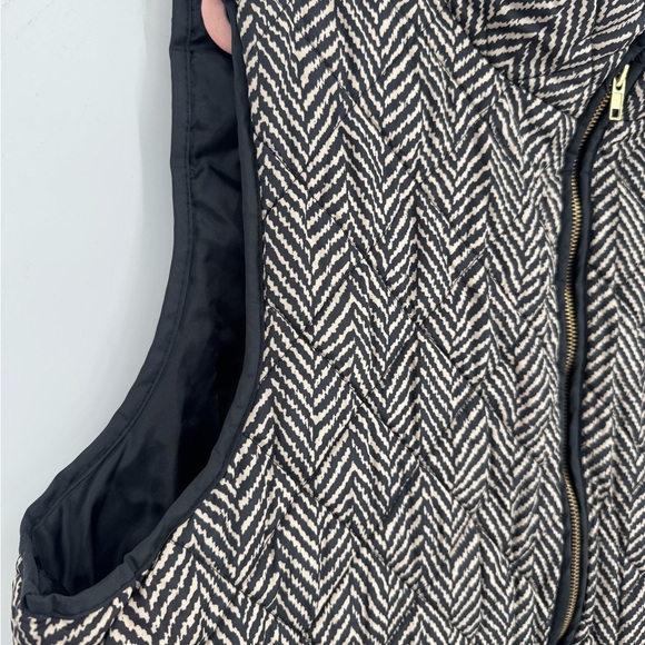 Cambridge Dry Goods Herringbone Quilted Zip Front Vest in Black & Cream Size 3X - Picture 5 of 8